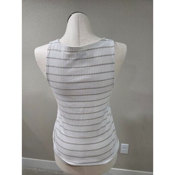 Torrid White & Gray Striped Button-Front Ribbed Tank Top M/L - Picture 2 of 4